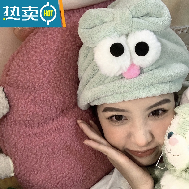 敬平馨帮帮杂货铺 可爱洗头干发帽女吸水速干干发巾包头巾发帽干发帽 卡其色高清大图