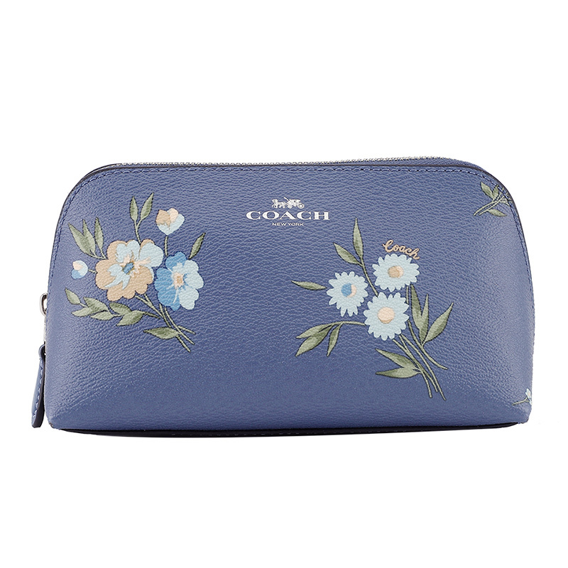 COACH 蔻驰 奢侈品 欧美时尚纯色印花皮革化妆包手包 女