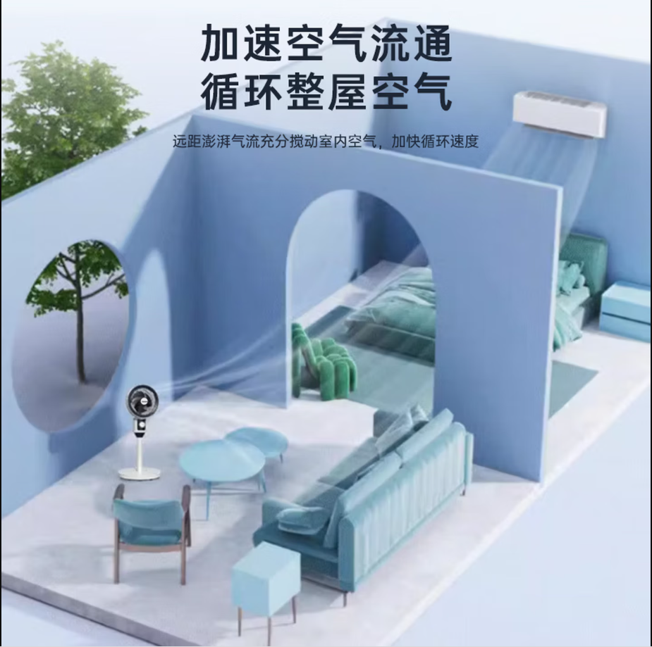 卡屋kawu智能落地扇新款大角度摇头遥控操作时尚简约设计高清大图