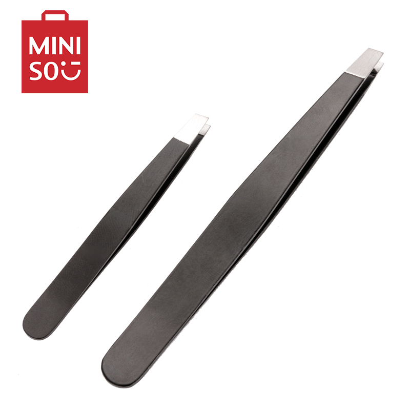 名创优品(miniso) 2个眉夹通用斜口修眉夹拔毛胡子假睫毛小镊子眉钳