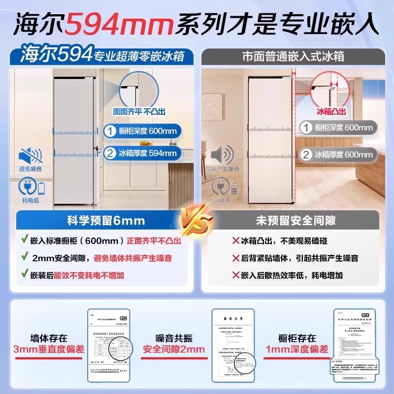 海尔(Haier)485升法式多门零嵌冰箱 全空间保鲜 EPP超净系统 BCD-485WGHFD1BWLU1高清大图