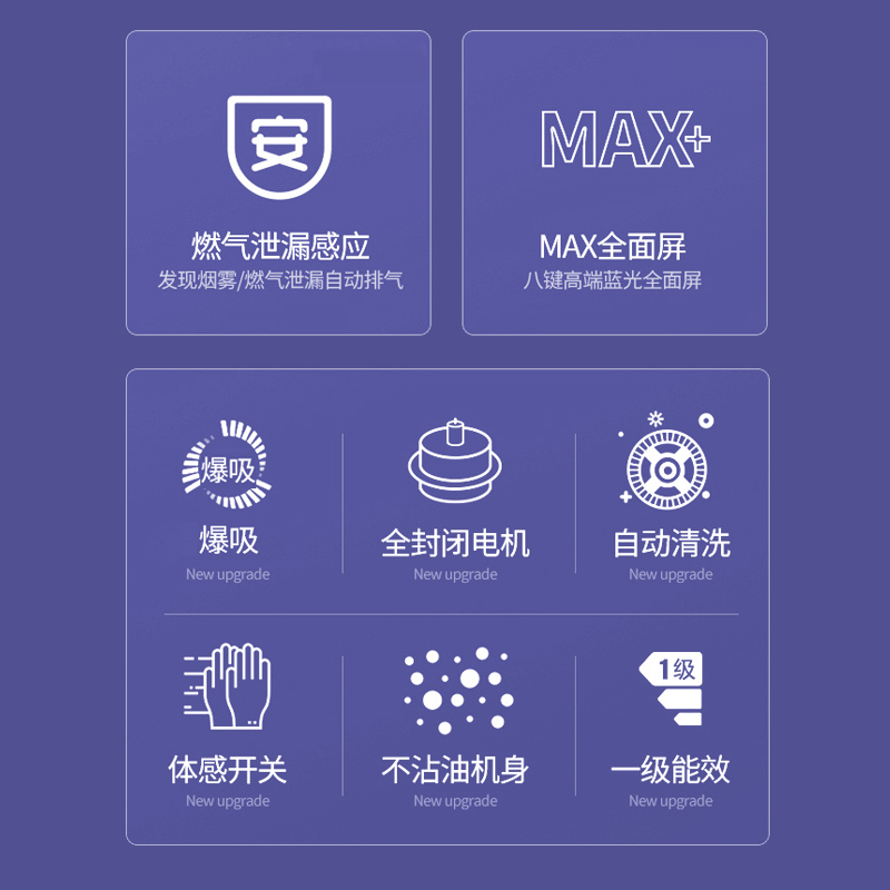 洣尔QS711-TLA全黑版 直吸抽油烟机 21立方大风量 顶吸式大吸力家用吸油烟机智能体感UVC紫外线消毒杀菌油烟机一