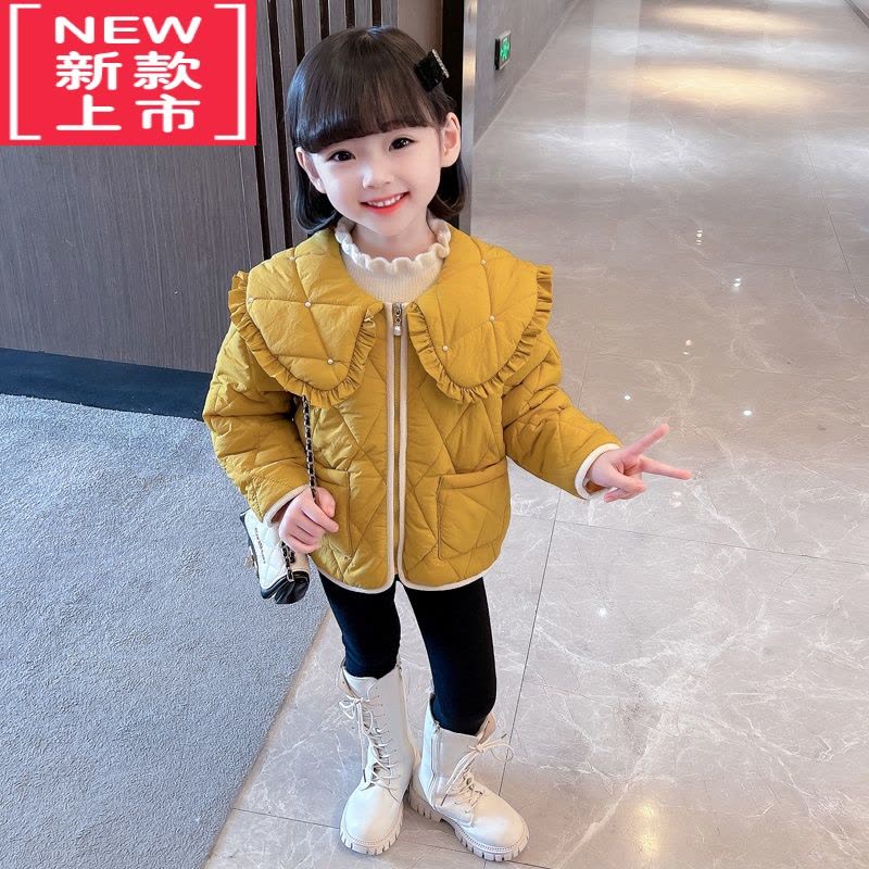 可莉允女童冬款加厚棉服女宝宝洋气娃娃领棉袄秋冬时髦韩版上衣外套冬装图片