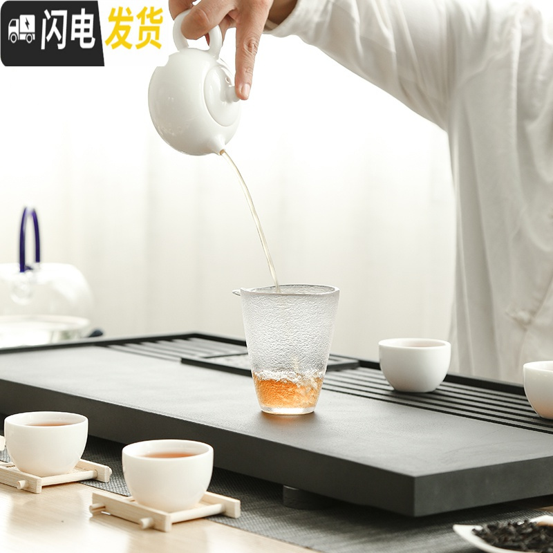 三维工匠简约整块乌金石茶盘家用大号石材功夫茶台小黑金石头茶海茶具托盘 简易青石盘《90*45*3》