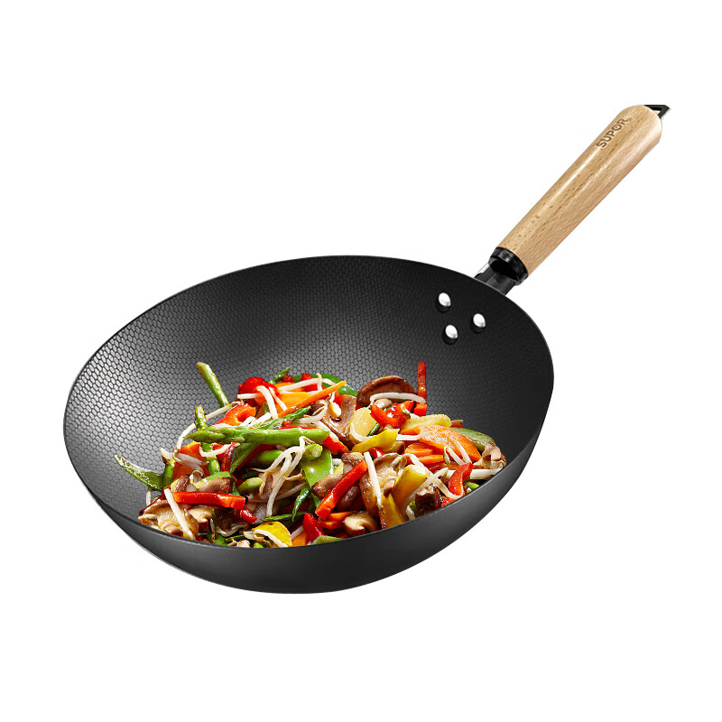 苏泊尔(SUPOR)臻火蜂窝铁锅 家用无涂层炒锅煎炒锅 32cm VC32RF01高清大图