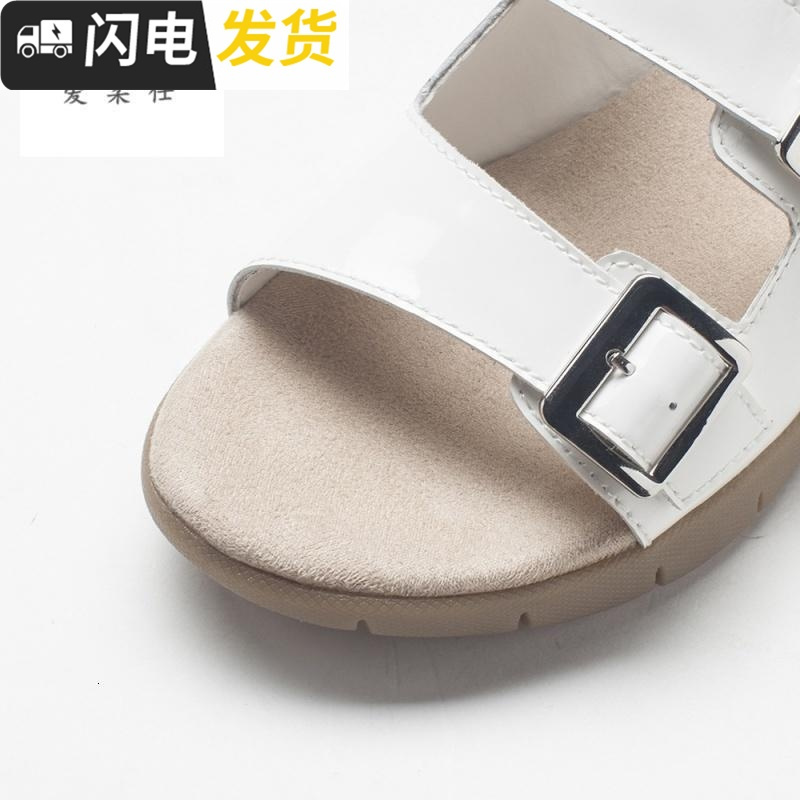 皮漆皮厚底平底软底 舒适简约色女鞋拖鞋启如