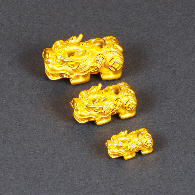 黄金码头D硬金寿桃貔貅手串蟠桃足金999黄金串珠周岁送长辈礼物