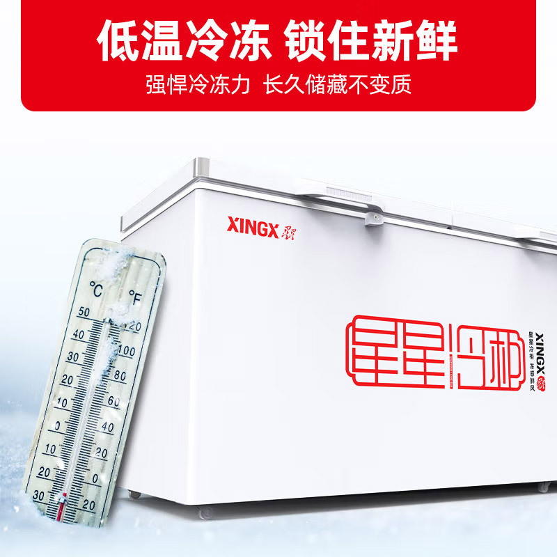 星星(XINGX) 716升 商厨商用单温大冰柜 卧式双门顶开门 单箱变温冷柜 冷藏冷冻转换柜 BD/BC-716E高清大图