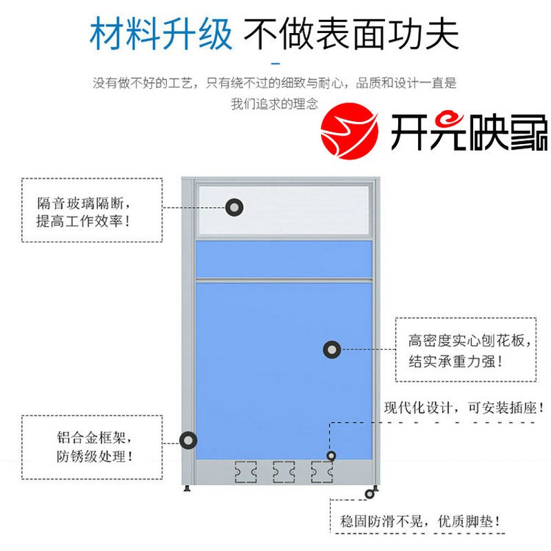 开元映象现代简约自由组合工作卡位员工隔断电脑桌板式屏风桌办公桌单人位+柜KYF-1211