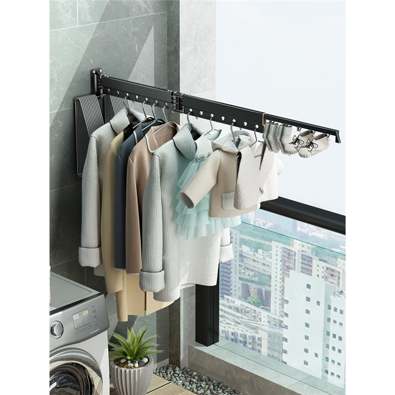 符象折叠晾衣架墙壁挂式室内飘窗外家用阳台隐形凉衣杆伸缩晒被子