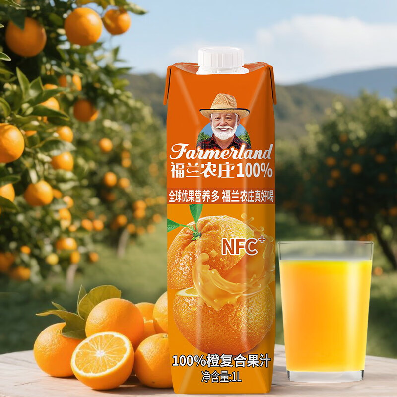 福兰农庄 NFC橙汁 1L*3瓶 盒高清大图