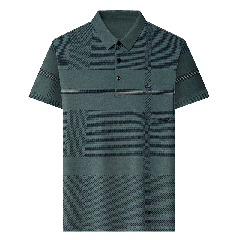 啄木鸟爸爸t恤男士短袖夏季中老年人男装有口袋polo衫上衣服l士 170/L建议体重110斤-130斤 绿色