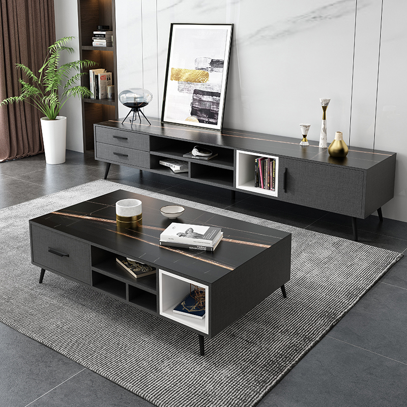 禧漫屋 北欧茶几电视柜组合小户型客厅家具轻奢意式风岩板现代简约