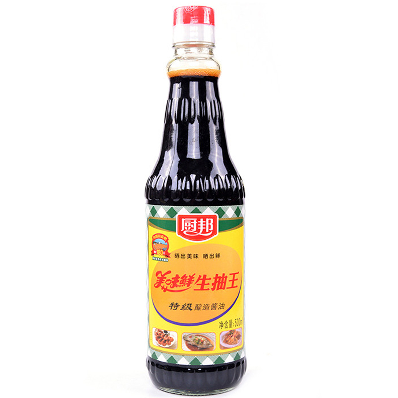 [苏宁超市]厨邦美味鲜生抽王瓶装500ml 品牌直供 晒足180天 好酱油调味品酱油生抽