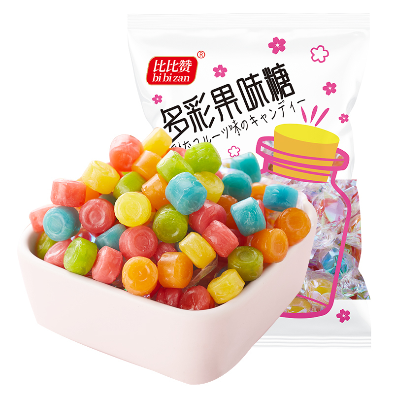[99元任选12件]比比赞千纸鹤糖果多彩水果味散装混合圣诞节硬糖创意网红零食发批 500g