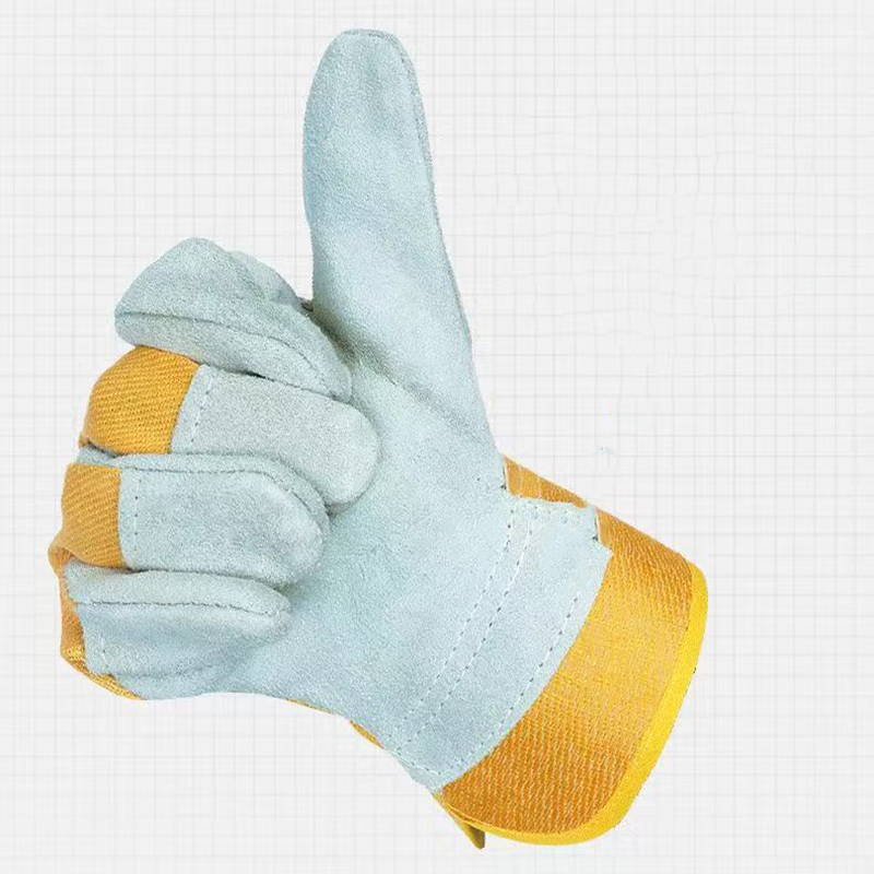 惠铁 柔软牛皮焊工烧焊劳保手套 短款 双高清大图