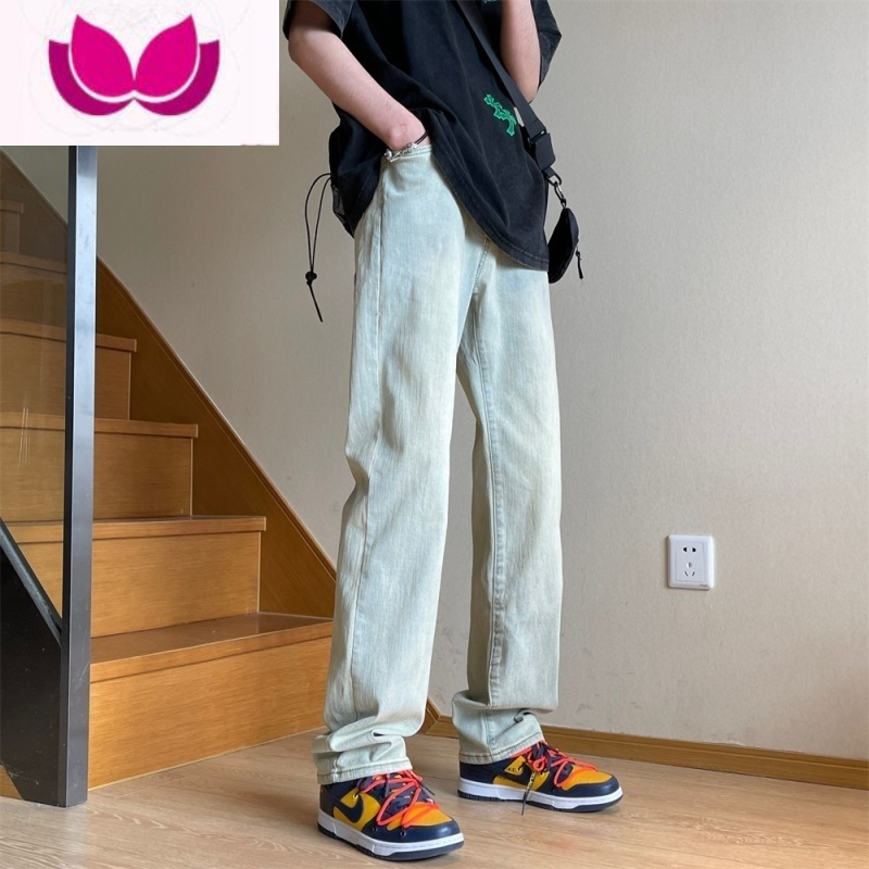 七斓纯黑色牛仔裤男宽松直筒款美式oversize裤子高街修身休闲长裤
