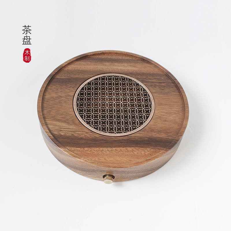 MULTIPOTENT南美胡桃木茶盘茶托功夫茶具托盘家用小茶盘福缘圆形干泡图片