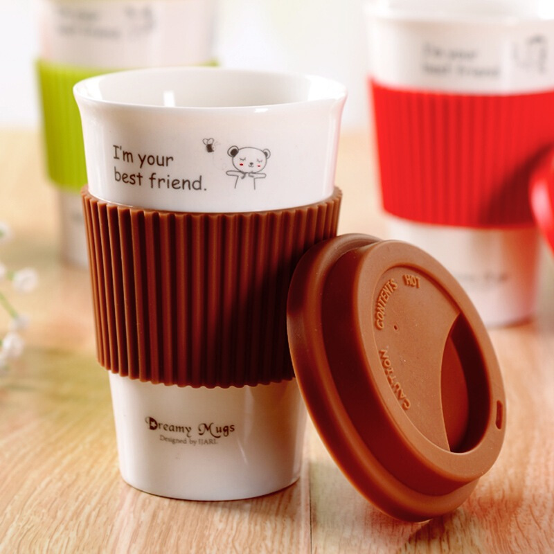 亿嘉IJARL 创意陶瓷情侣咖啡马克杯带盖随手水杯子三色可选高清大图