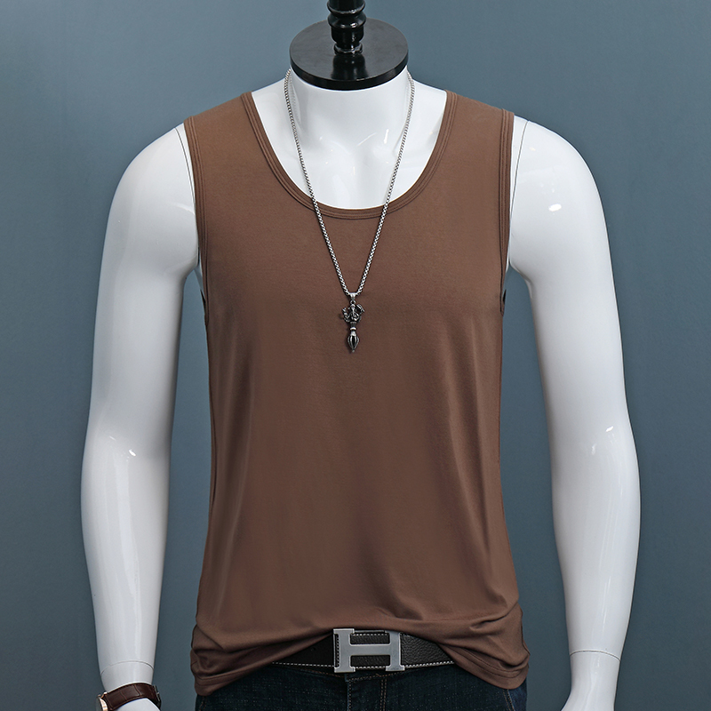 suntek宽肩背心男士莫代尔外穿夏季冰丝紧身色修身运动打底潮青年汗衫