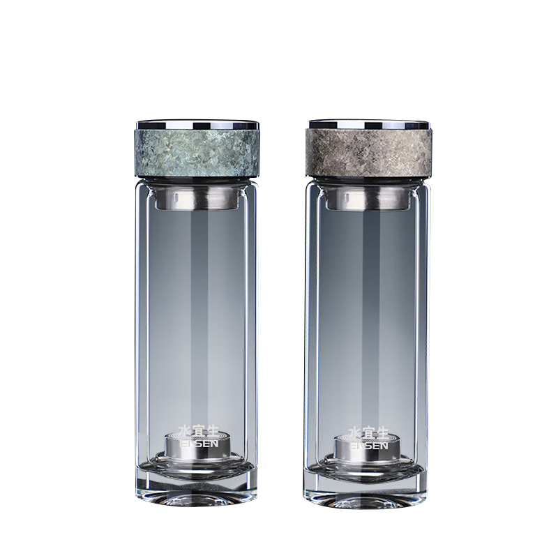 水宜生玻璃杯380ml双层防烫弱碱养生G619T(颜色随机)