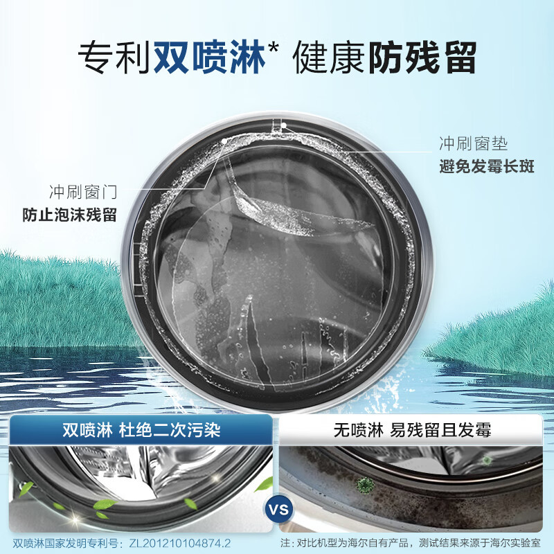 Leader 海尔出品 10公斤变频滚筒洗衣机全自动 洗烘一体双喷淋去泡沫 杀菌除螨@G10HB22SE