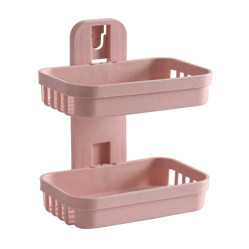 米色单层肥皂盒架子沥水卫生间创意免打孔香皂置物架家用吸盘壁香皂盒