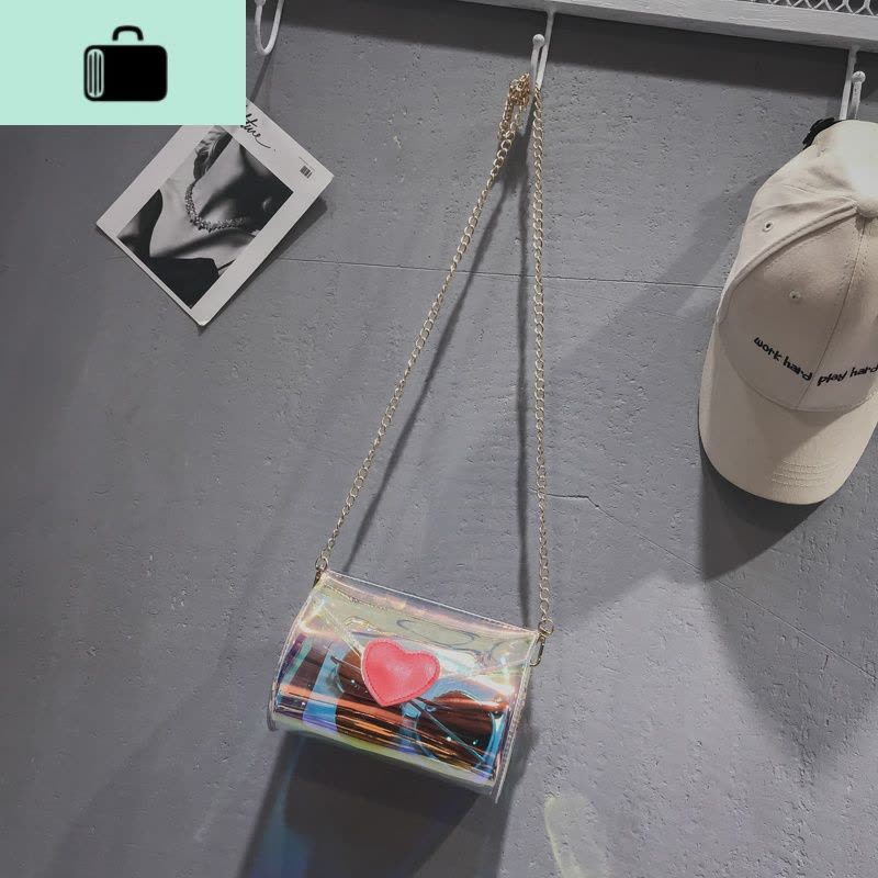 透明包包女韩版新款潮百搭镭射果冻包ins女士单肩包链条斜挎包NEW LAKE 图片色图片