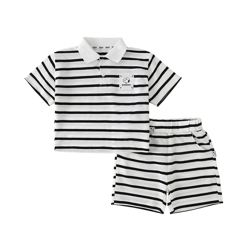 史努比(SNOOPY)童装条纹polo衫+短裤或裙子新款兄妹姐弟套装中小童学院风AL020