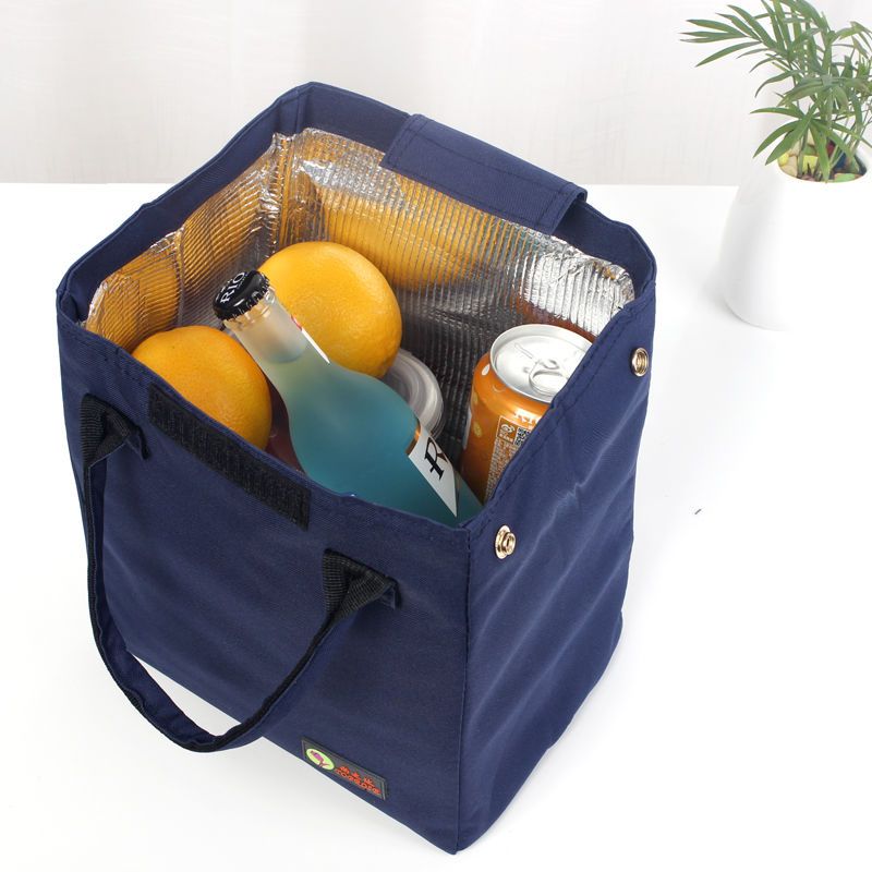 浅灰色日式保温饭盒袋大号加厚上班族带饭手提包铝箔饭盒包包午餐便当