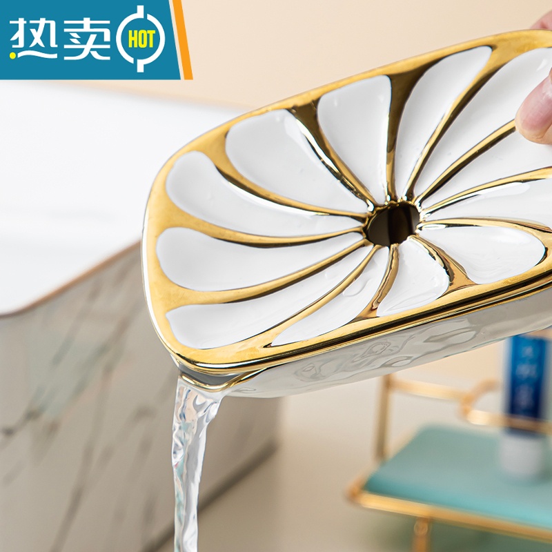 敬平北欧肥皂盒高级感陶瓷香皂盒家用肥皂碟酒店轻奢香皂碟置物架皂碟 肥皂盒(轻奢绿)高清大图