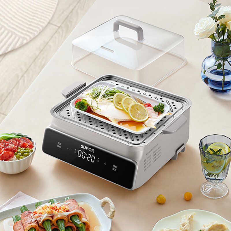 苏泊尔(SUPOR)电蒸锅15.7L大容量家用多功能电蒸笼三层分体式可拆洗智能预约定时蒸锅带蒸盘蒸包子锅ZN26FC32高清大图