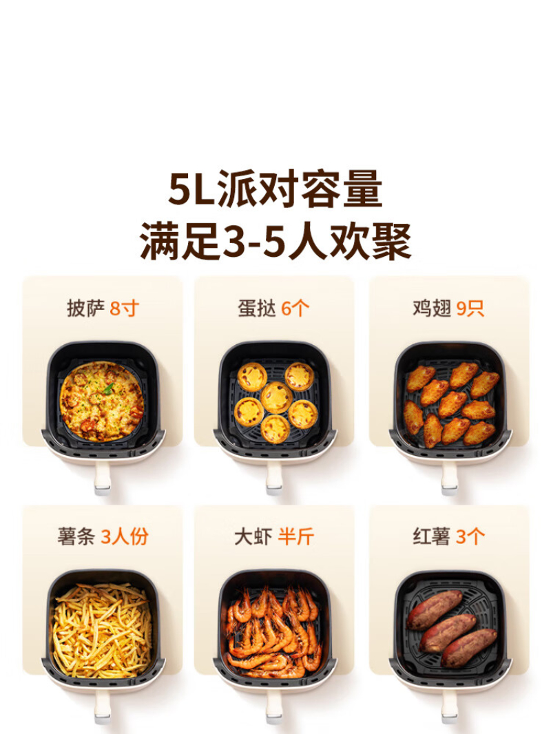 九阳(Joyoung)KL50-J661空气炸锅家用不沾易清洗5L(单位:个)白色高清大图