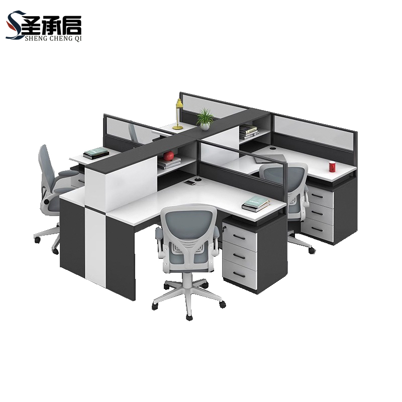 圣承启 屏风办公桌 加4椅张高清大图