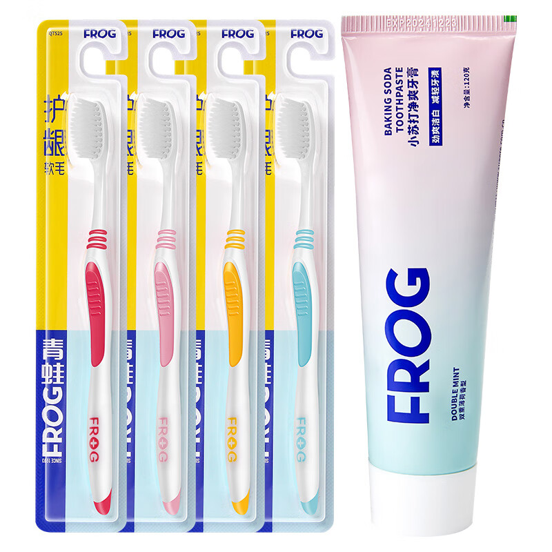 青蛙(FROG) 成人套装系列D 525牙刷*4+ 930微米小苏打牙膏*1HY009