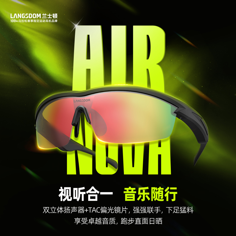 兰士顿AirNora 智能开放式运动眼镜耳机 暗夜黑高清大图