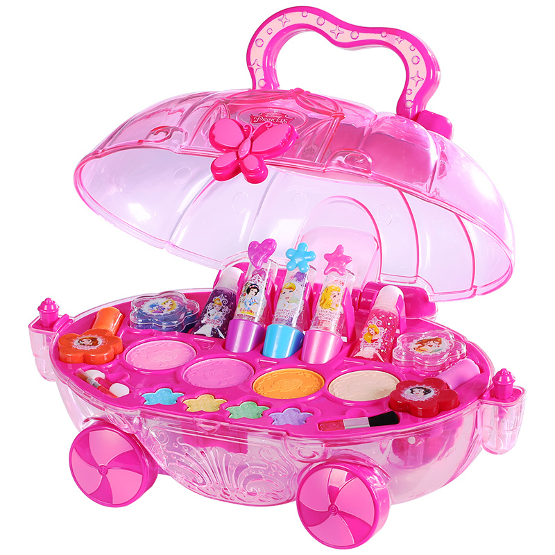 迪士尼儿童化妆品套装公主彩妆盒口红可水洗表演妆玩具现在的孩子