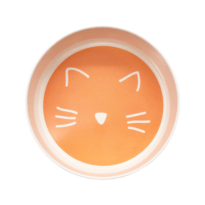 橙色 猫碗,可爱卡通底部防滑猫饭碗水碗,猫咪护颈食盆 宠物用品