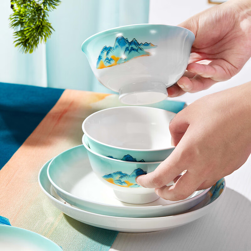 共禾京品 千里江山图16头餐具 SZTWCOM240005高清大图