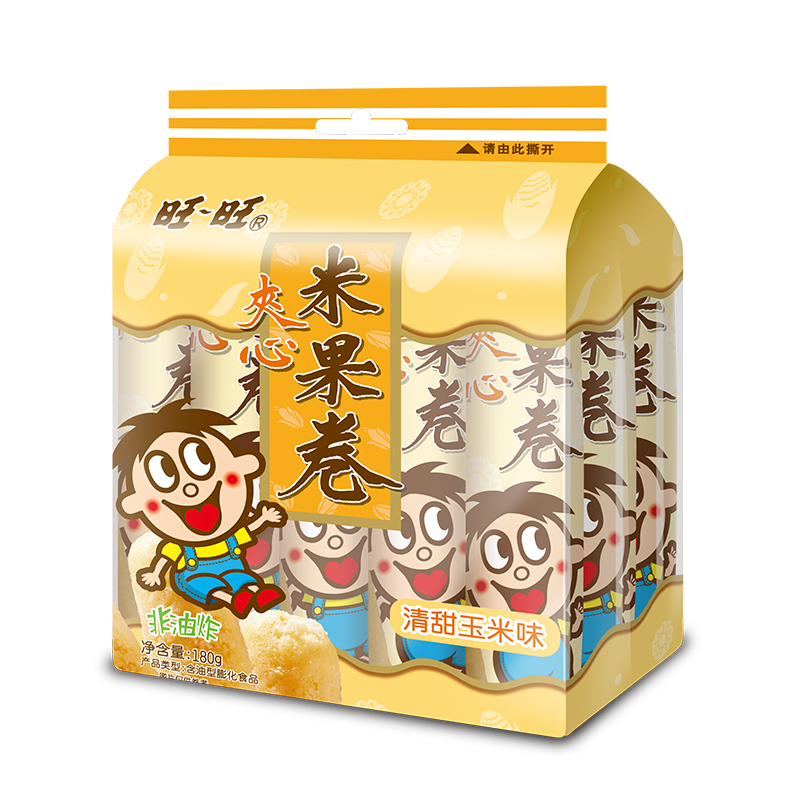 旺旺 夹心米果卷 膨化米果办公室零食小吃180g 玉米味
