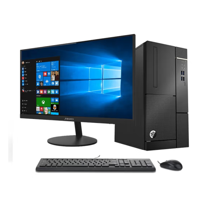 清华同方 超越E500 台式机定制 i5-10400 8G 1T+256GSSD 无光驱 21.5英寸高清大图