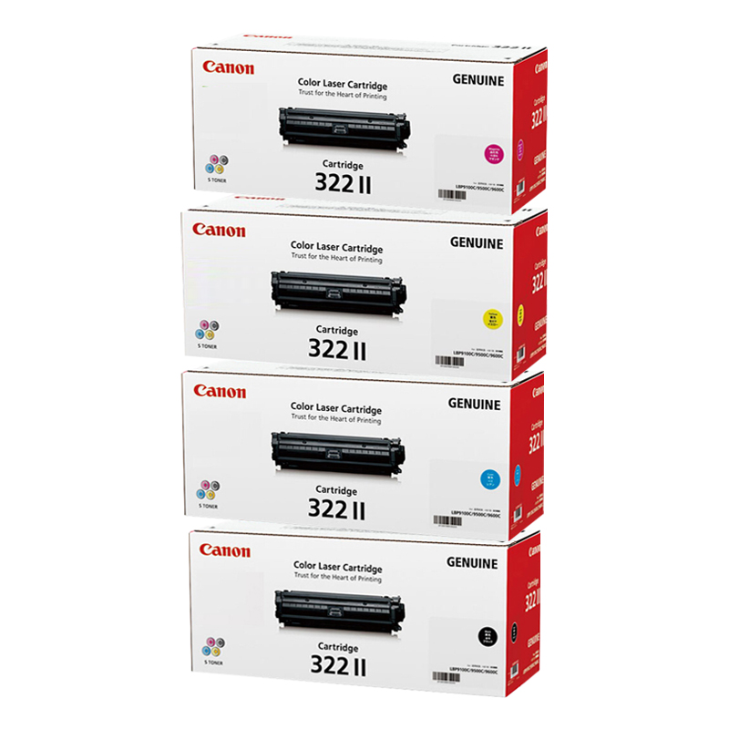 佳能(Canon) CRG-322II C Y M BK 黑色 品红色 青色 黄色 硒鼓 适用于(9100Cdn)高清大图