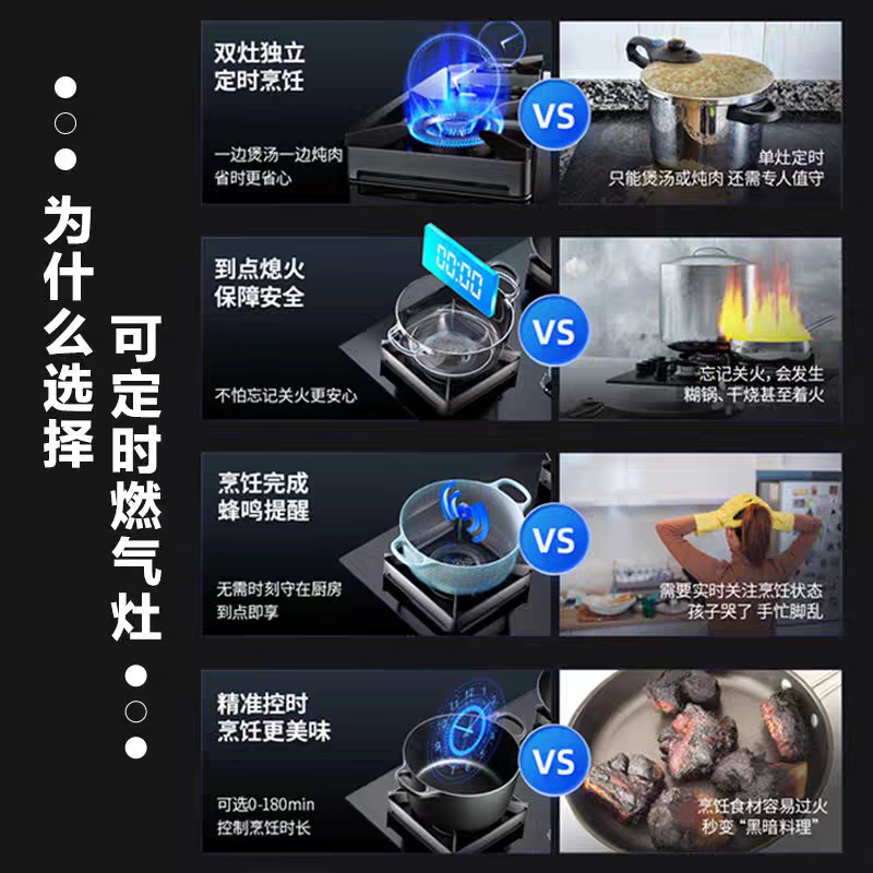 名气可定时燃气灶家用嵌入式5.2KW大火力猛火灶具A6520B高清大图