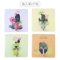 挂钩防水钩子强力沾勾子浴室粘墙上挂勾贴墙窗帘粘钩承重墙壁粘胶|仙人掌4个装