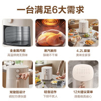 苏泊尔(SUPOR)空气炸锅 家用煎烤机 轻音运作蒸气嫩炸 双旋钮控温调时 12道建议菜单 全金属内腔无异味易清洁