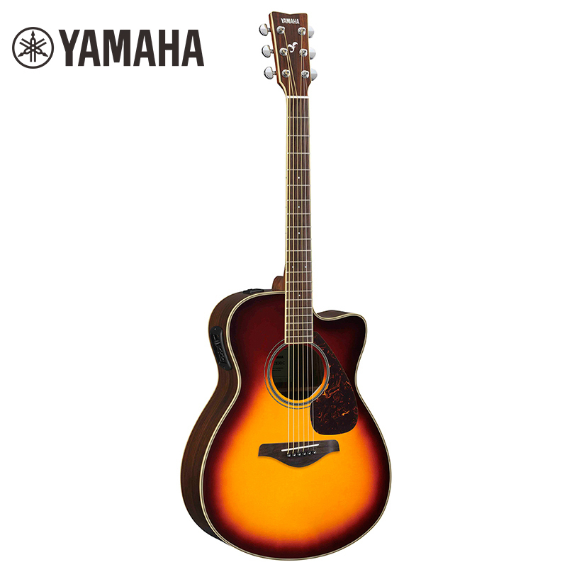 雅马哈自营yamahafsx830cbs棕色渐变单板民谣电箱吉他40英寸缺角玫瑰