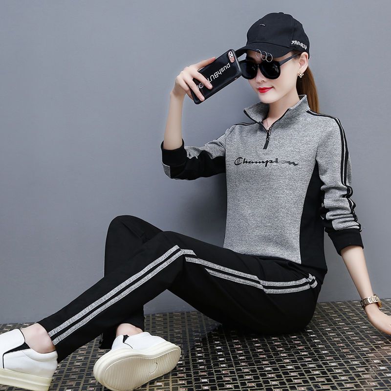 慕kekamu春休闲运动服套装女秋天款时尚新款女士健身服速干衣跑步衣服