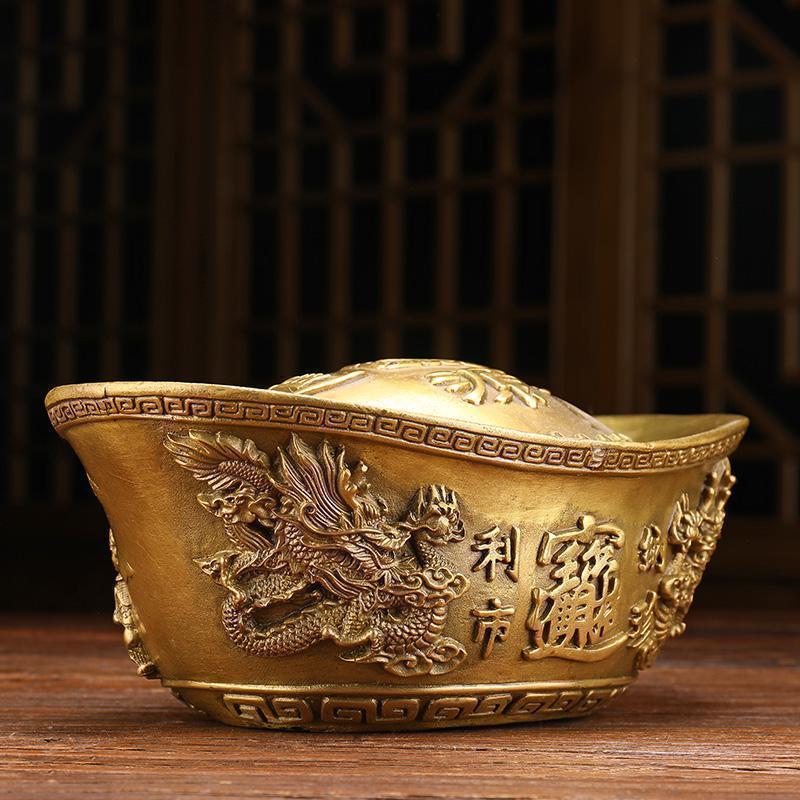 纯铜元宝摆件 金元宝存钱罐风水家居装饰品供奉摆件_826_86_554