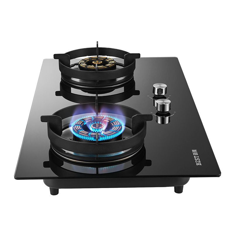 百得bestq629b钢化玻璃燃气灶天然气灶家用双眼灶大火力灶具天然气