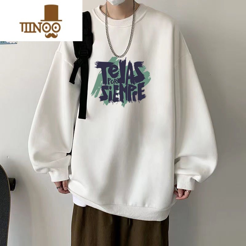 YANXU卫衣男秋季薄款ins美式复古宽松oversize休闲情侣上衣外套e高清大图